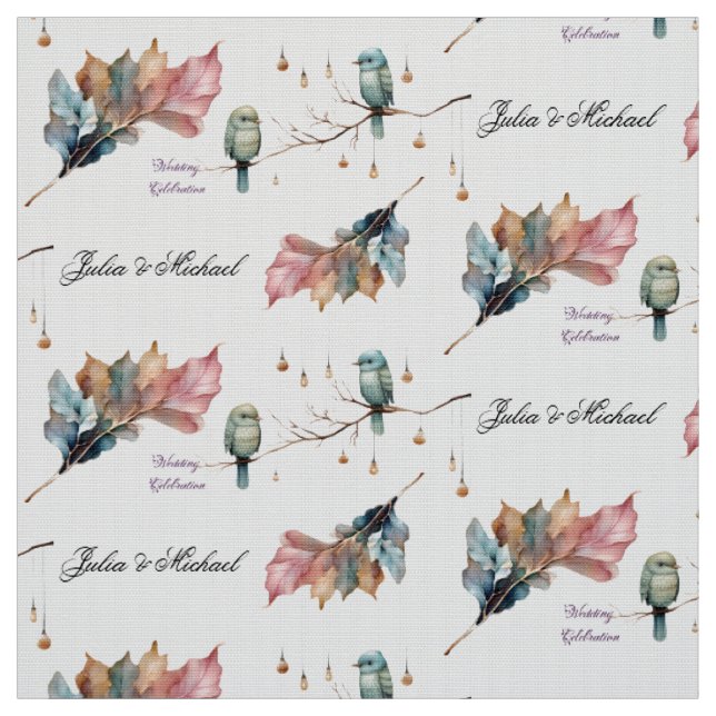 Tecido Celebração Rustic Woodland Love Birds (Modelo)