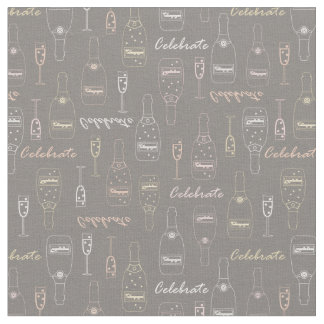 Tecido Celebrações de Champanhe em Cinzas