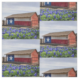 Tecido Celeiro da paisagem de Texas com Bluebonnets 4,5"