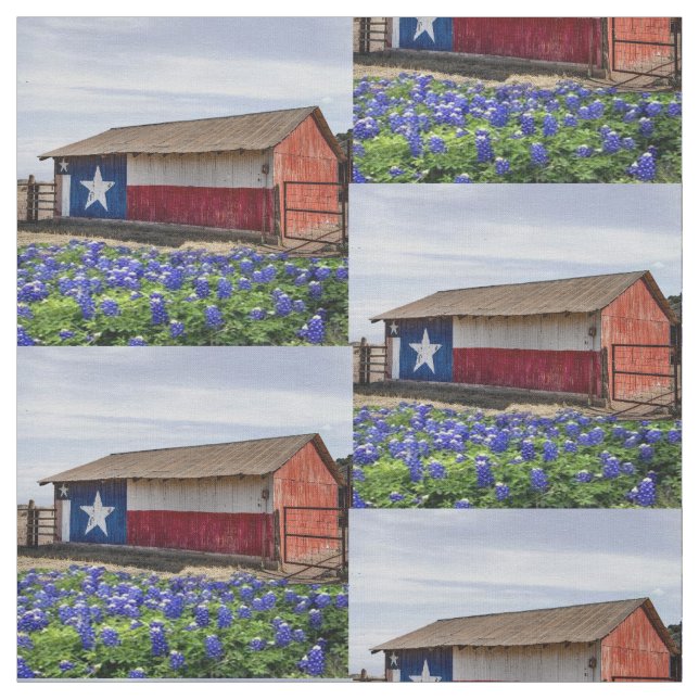 Tecido Celeiro da paisagem de Texas com Bluebonnets 4,5" (Modelo)