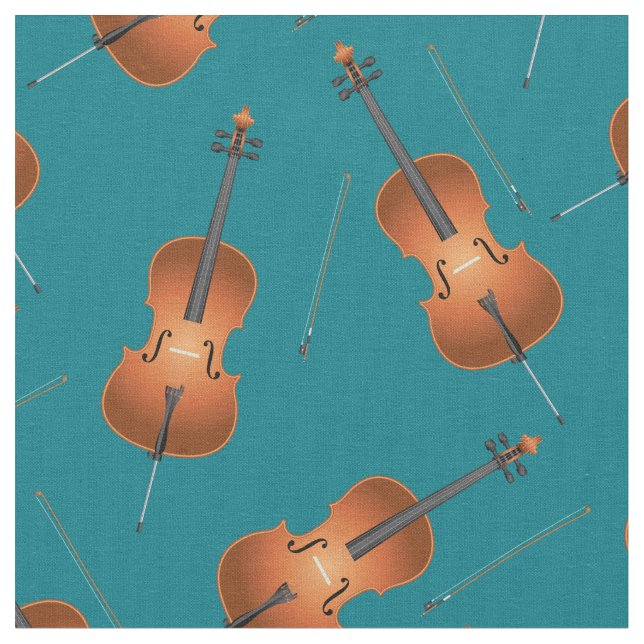 Tecido Cello Music Musical Room Decor Teal (Detalhe)