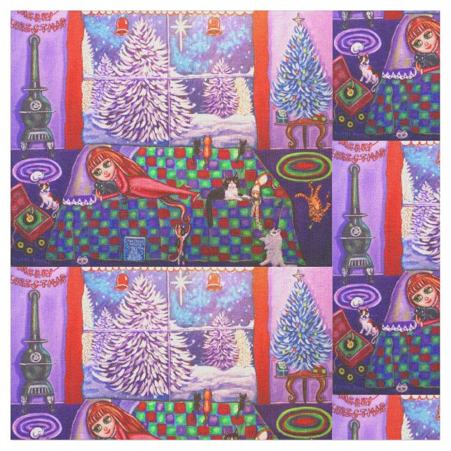 Tecido Cena da neve da criança do Natal & da edredão dos (Detalhe)