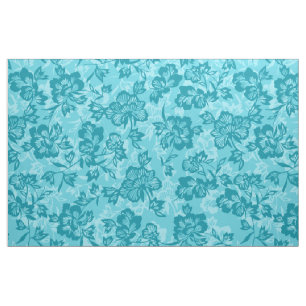 Tecido Cerceta havaiana do vintage de Iwalani floral