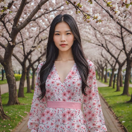 Tecido Cereja floresce em branco