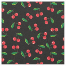 Cerejas Vermelhos de Verão em Padrão Preto