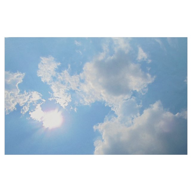 Tecido Céu azul vibrante com foto de sol e nuvens (Jarda)