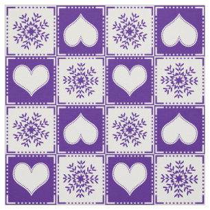 Tecido Chalé roxo elegante do esqui dos flocos de neve e