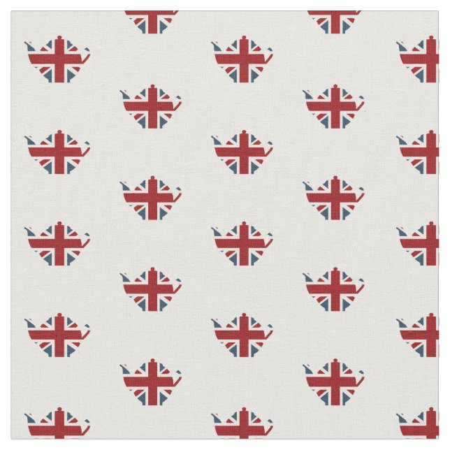 Tecido Chaleira de chá inglesa patriótica de Union Jack (Detalhe)
