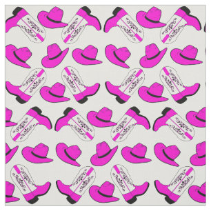 Tecido Chapéus cor-de-rosa das botas de vaqueiro em algu