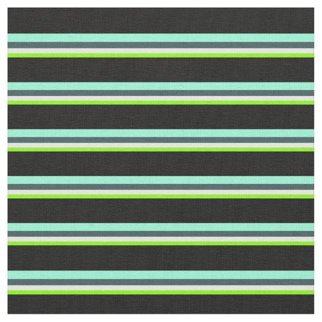 Tecido Chartreuse, Branco, Cinzas, Aquamarine e Preto (Detalhe)