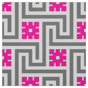 Tecido Chave de Deco, cinza/cinzas e rosa gregos do