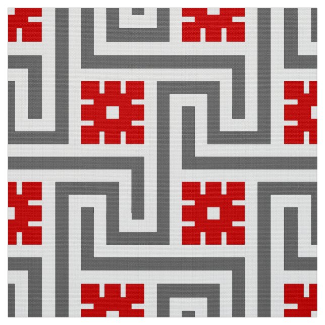 Tecido Chave de Deco, vermelho, branco gregos e (Modelo)