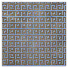 Tecido Chave grega azul e castanha