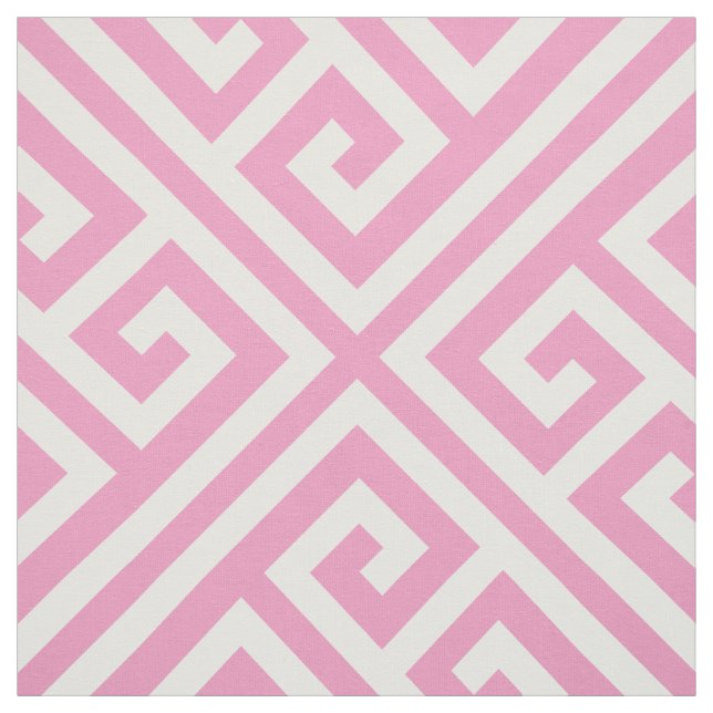 Tecido Chave Grega Rosa Grande Escala (Modelo)
