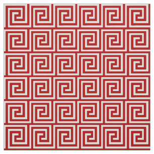 Tecido Chave grega, vermelho escuro e branco