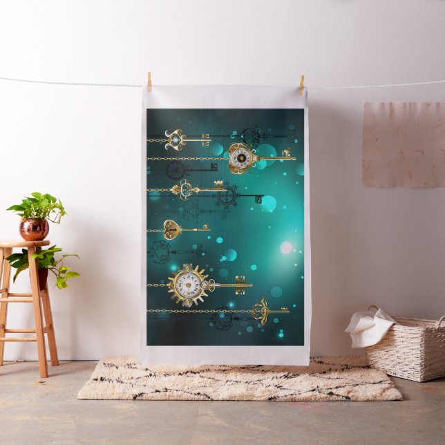 Tecido Chaves de Esqueleto Anticas em Fundo Verde (In Situ)