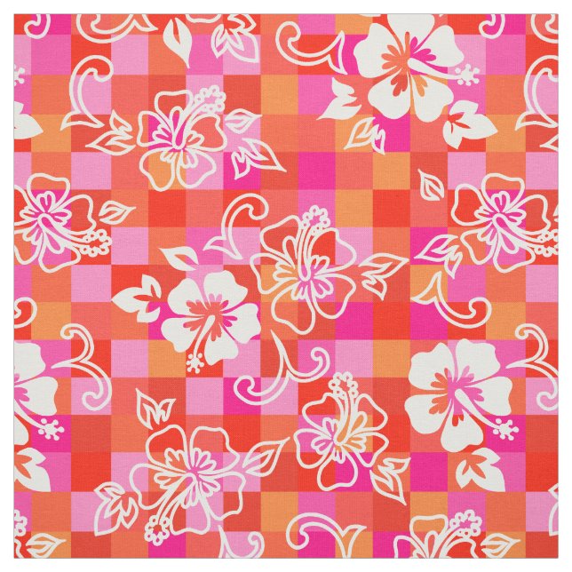 Tecido Checkerboard Hibiscus Hawaiian Floral (Modelo)