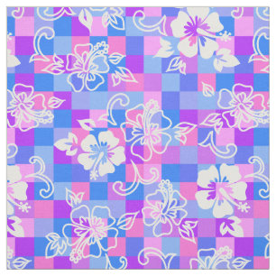 Tecido Checkerboard Hibiscus Hawaiian Floral