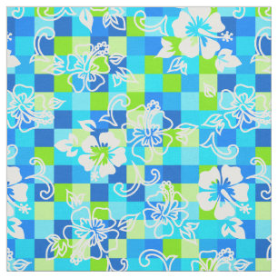 Tecido Checkerboard Hibiscus Hawaiian Floral