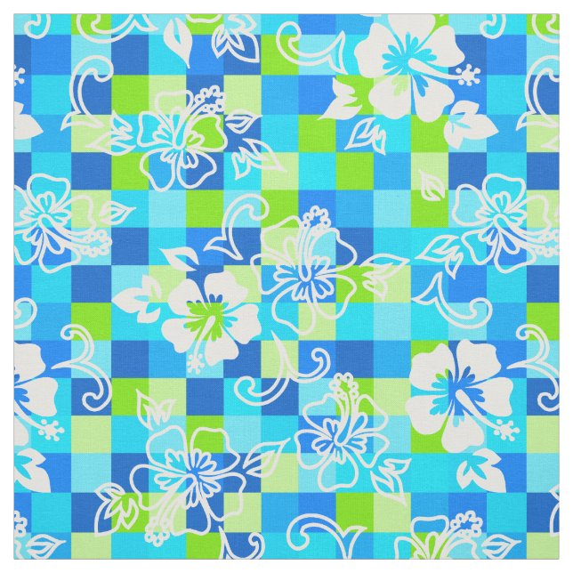 Tecido Checkerboard Hibiscus Hawaiian Floral (Modelo)