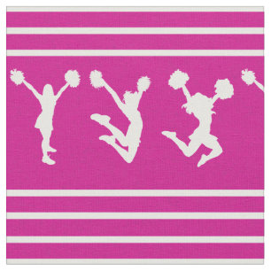 Tecido Cheerleading listrado do rosa e o branco ou Pom