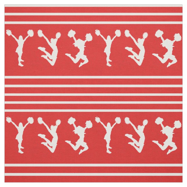 Tecido Cheerleading listrado vermelho e branco ou Pom (Modelo)