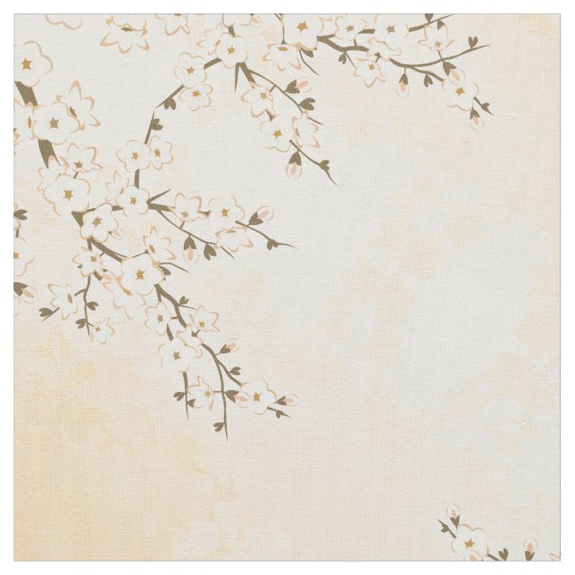 Tecido Cherry Blossom Beige Cream Asia Floral (Detalhe)