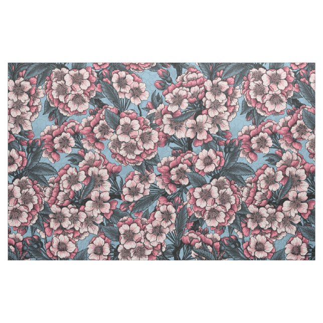 Tecido Cherry blossom in pink and blue (Fat Quarter)