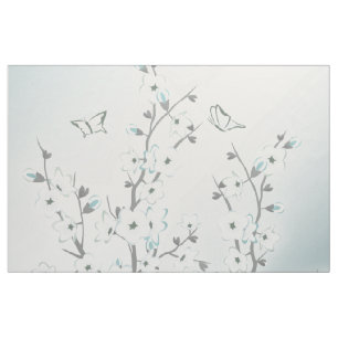 Tecido Cherry Blossom Mint White