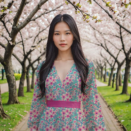 Tecido Cherry Blossoms em azul