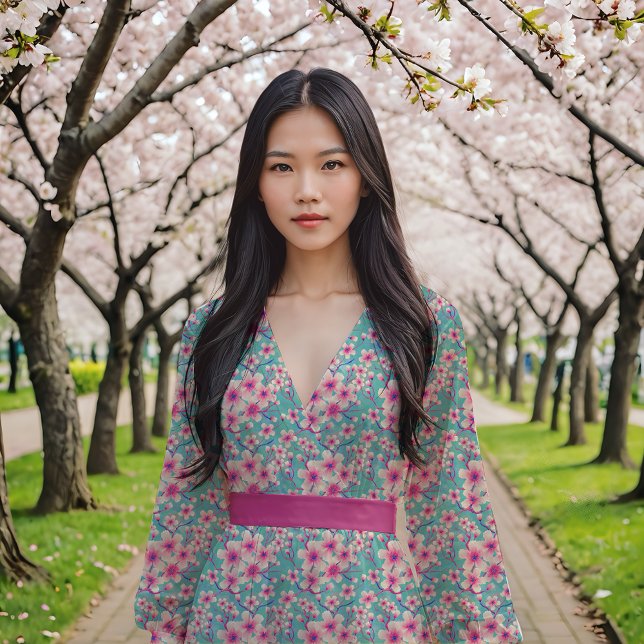 Tecido Cherry Blossoms em azul (Criador carregado)