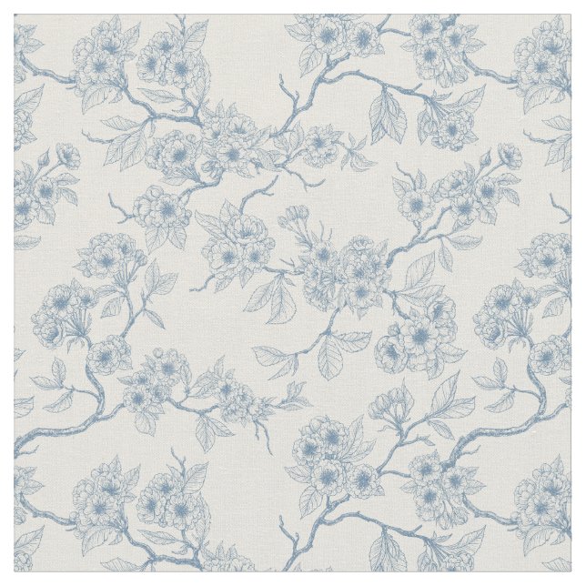 Tecido Chery blossom branches in blue and off white (Detalhe)