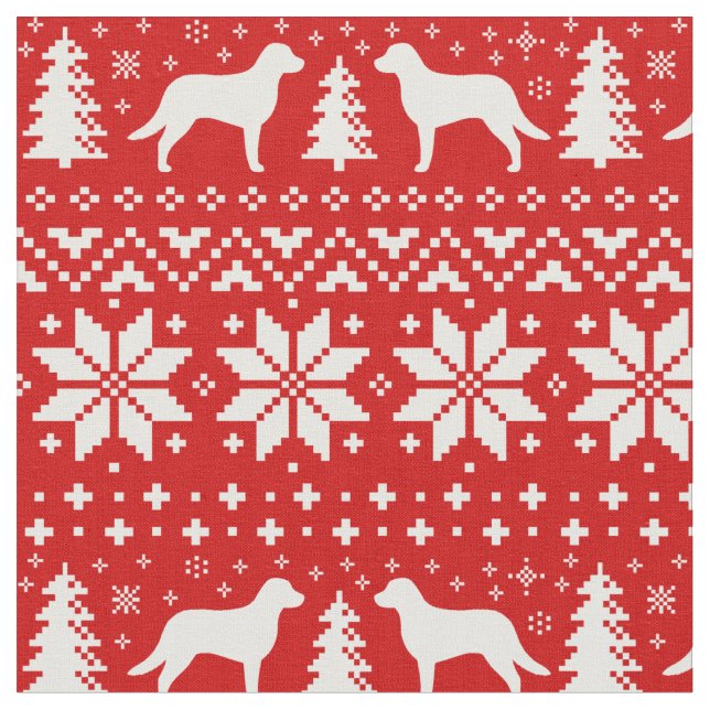 Tecido Chesapeake Bay Retriever Silhouettes Natal (Detalhe)