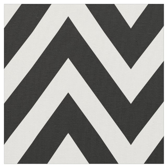 Tecido Chevron Moderno Negro e Branco Grande Escala (Detalhe)