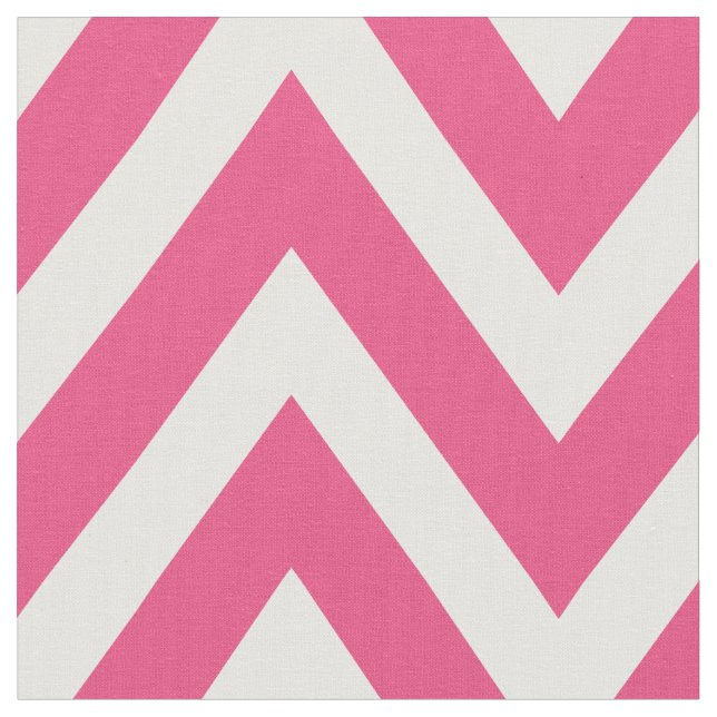 Tecido Chevron Moderno Rosa Quente Grande Escala (Detalhe)