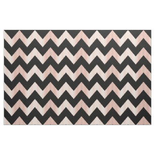 Tecido Chevron Preto e Dourado Rosa com Rosa Corad