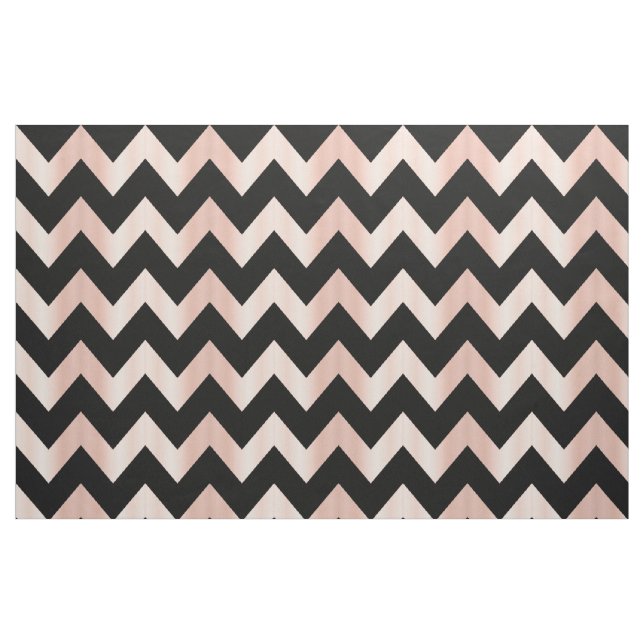 Tecido Chevron Preto e Dourado Rosa com Rosa Corad (Fat Quarter)