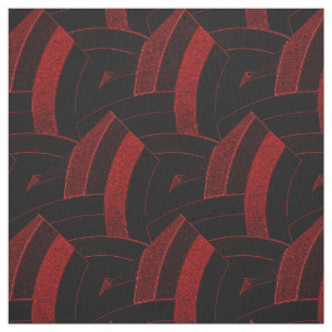Tecido Chevrons contemporâneos negros/vermelhos