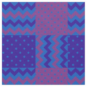 Tecido Chevrons e Bolinhas de ameixa, meia-noite e azul