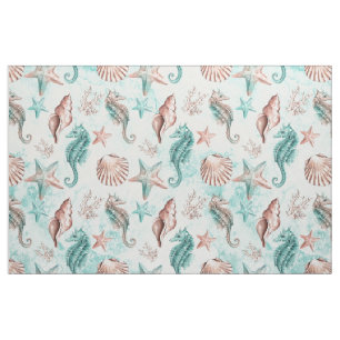 Tecido Chic costal   Coral Verde-Teal