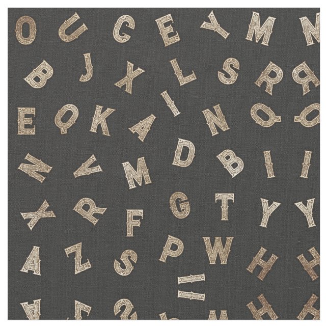 Tecido Chic Modern Dourada Alphabet Letters Typografia Pr (Detalhe)