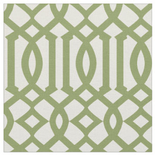 Tecido Chic Olive Green e Ivory Trellis