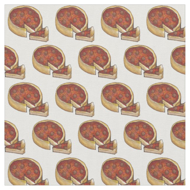Tecido Chicago Deep Dish Pepperoni Pizza Fatia Foodie Pie (Detalhe)