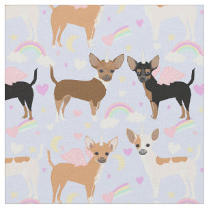 Tecido Chihuahua cachorra unicórnio pastel arco-íris