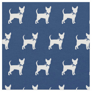Tecido Chihuahua Dog Silhouket Marinho Azul