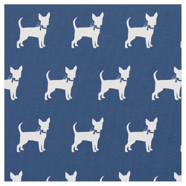 Tecido Chihuahua Dog Silhouket Marinho Azul (Detalhe)