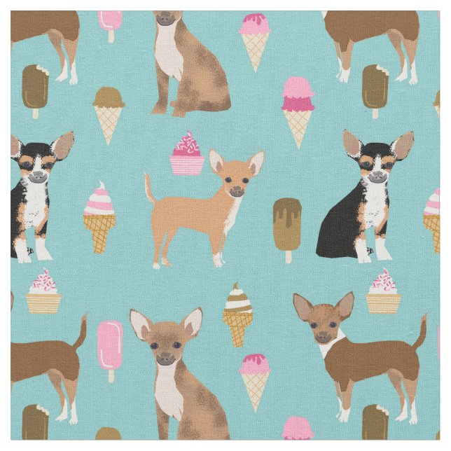 Tecido Chihuahua sorvete azul (Detalhe)