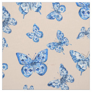 Tecido Chinoiserie Blue Butterfly Blush Fundo