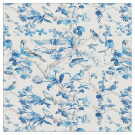 Tecido Chinoiserie chinesa azul e branca oriental