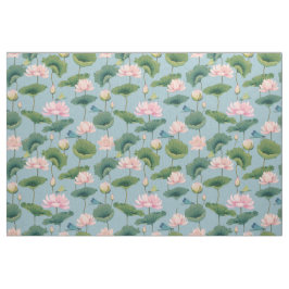 Tecido Chinoiserie style lotus e dragonfly